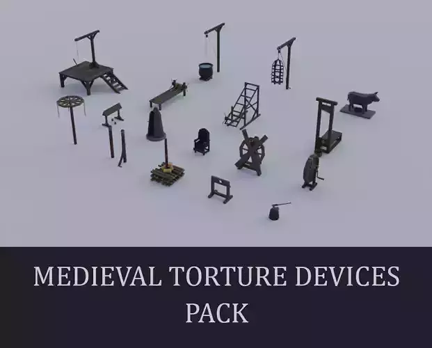 Medieval Torture Devices pack Low-poly 3D model