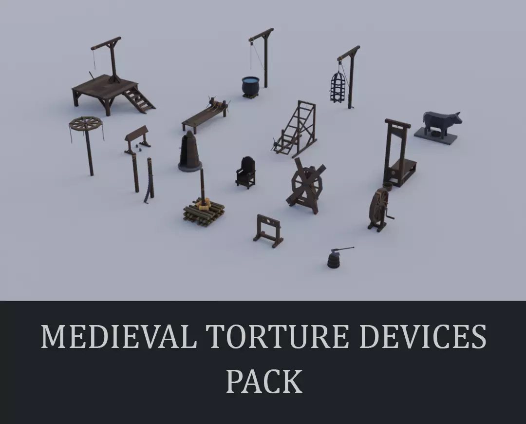 Medieval Torture Devices pack Low-poly 3D model_0