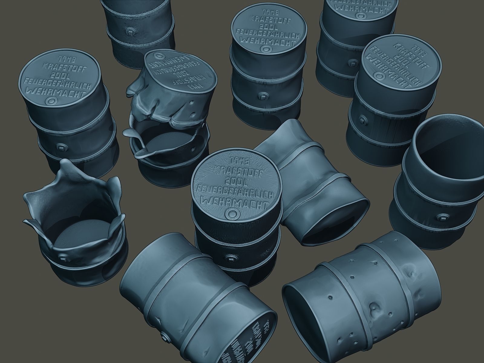 ww2 German Fuel drums and fuel tanks Pack 3D print model_43