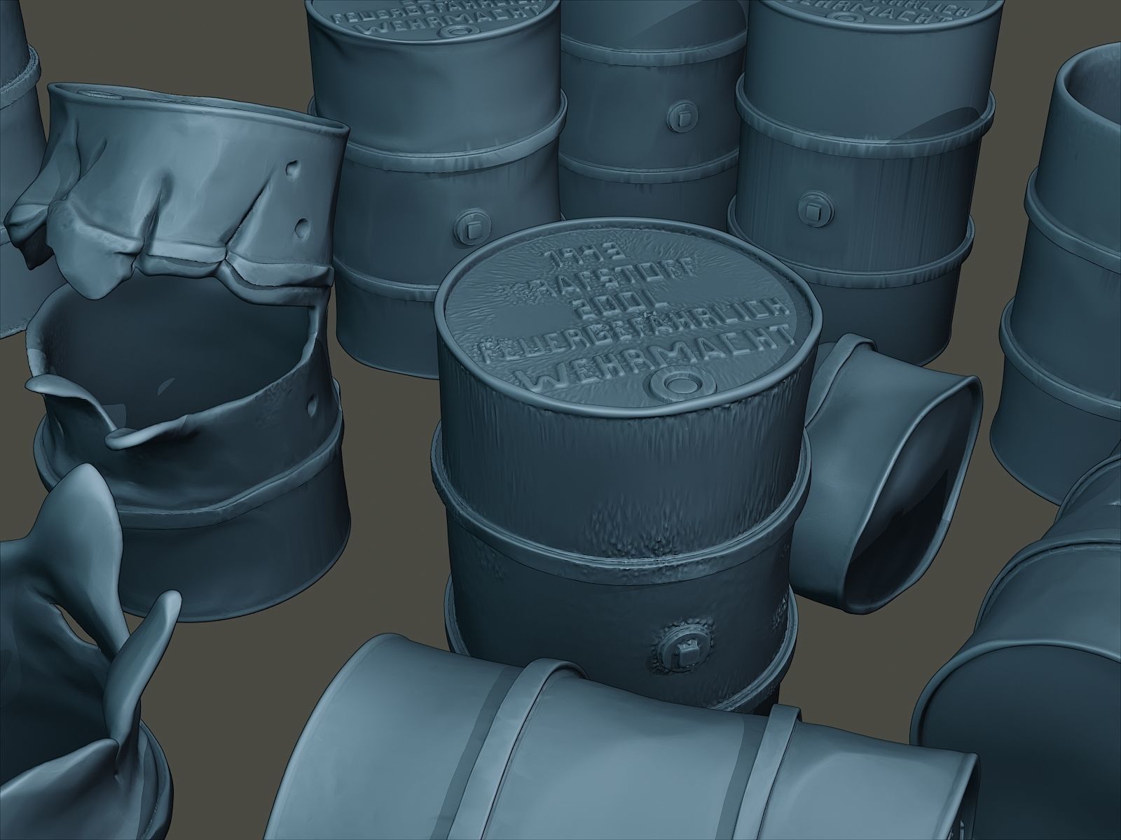 ww2 German Fuel drums and fuel tanks Pack 3D print model_44