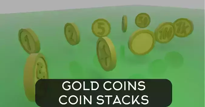 Lowpoly Gold Coins and Coin Piles Low-poly 3D model