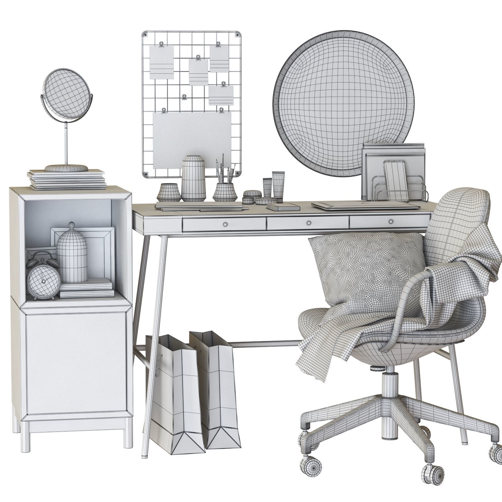 LILLASEN dressing table and workplace 3D model_2