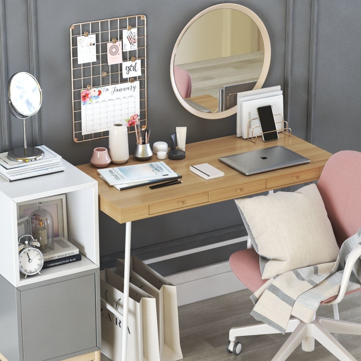 LILLASEN dressing table and workplace 3D model_3