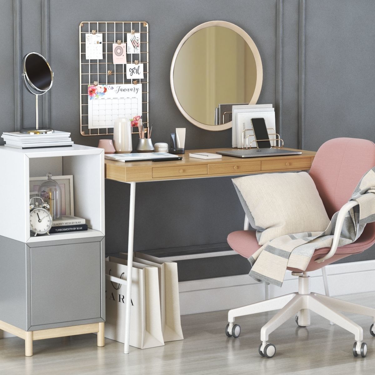 LILLASEN dressing table and workplace 3D model_5