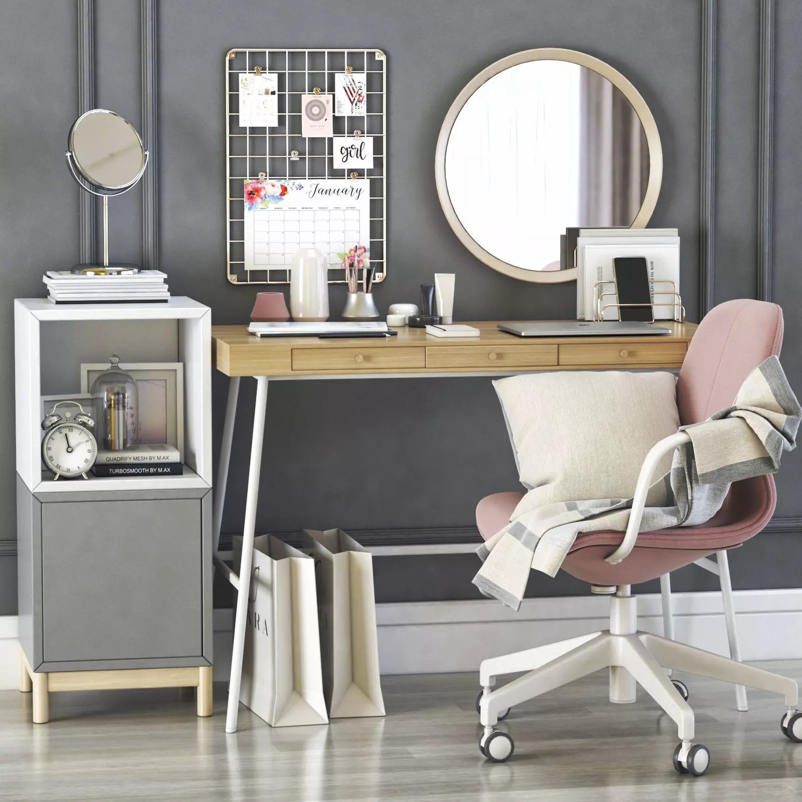 LILLASEN dressing table and workplace 3D model_0