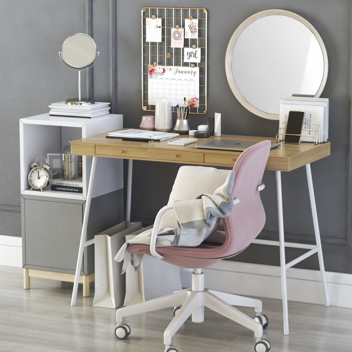 LILLASEN dressing table and workplace 3D model_4