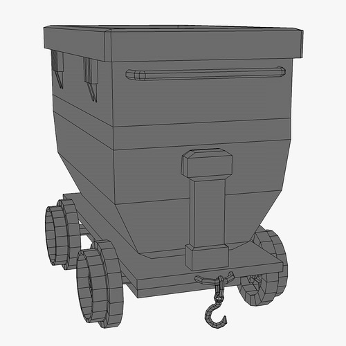 Low Poly Mine Cart 3D Model Low-poly 3D model_6