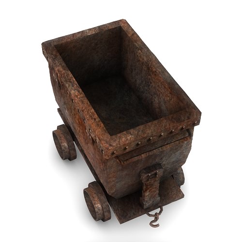 Low Poly Mine Cart 3D Model Low-poly 3D model_2