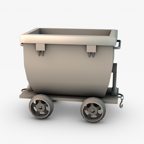 Low Poly Mine Cart 3D Model Low-poly 3D model_4