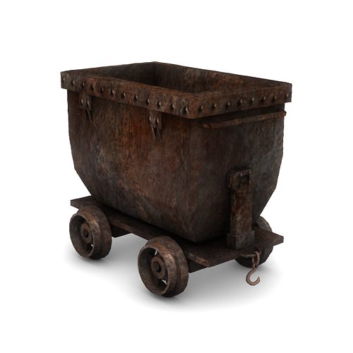 Low Poly Mine Cart 3D Model Low-poly 3D model_1