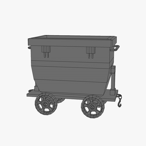 Low Poly Mine Cart 3D Model Low-poly 3D model_8