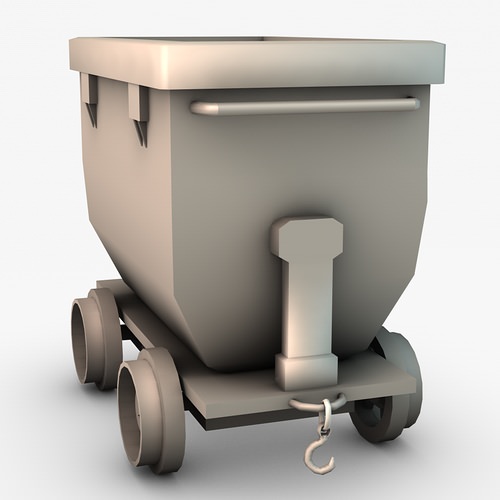 Low Poly Mine Cart 3D Model Low-poly 3D model_5