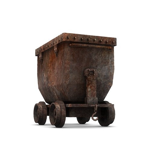 Low Poly Mine Cart 3D Model Low-poly 3D model_3