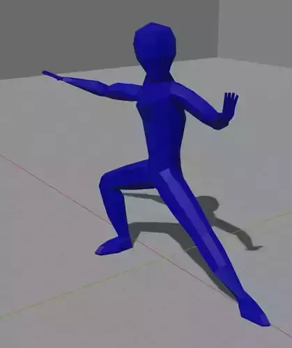 Low-Poly Human man in martial arts pose Free low-poly 3D model