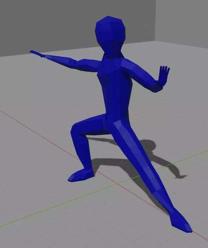 Low-Poly Human man in martial arts pose Free low-poly 3D model_0