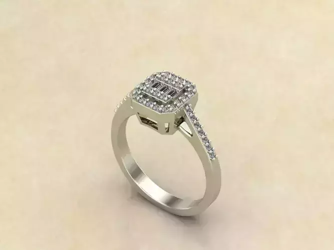 stl rings square diamond engagement ring 3D print model