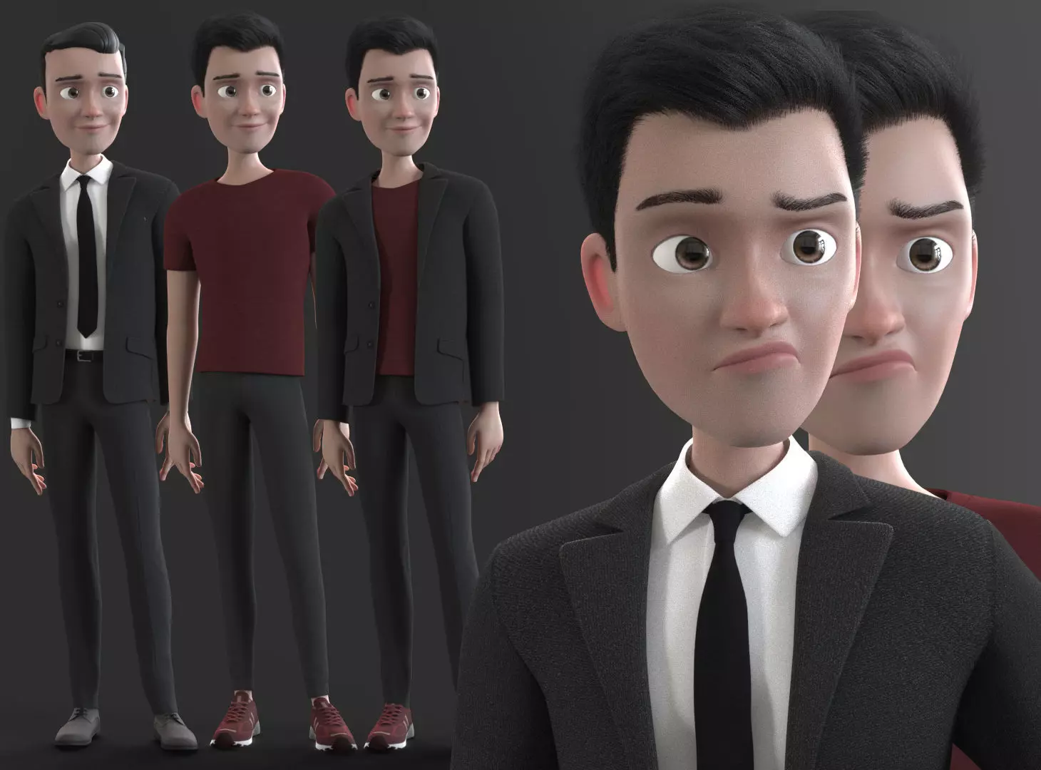 CARTOON MAN - rigged father 2 3D model_0