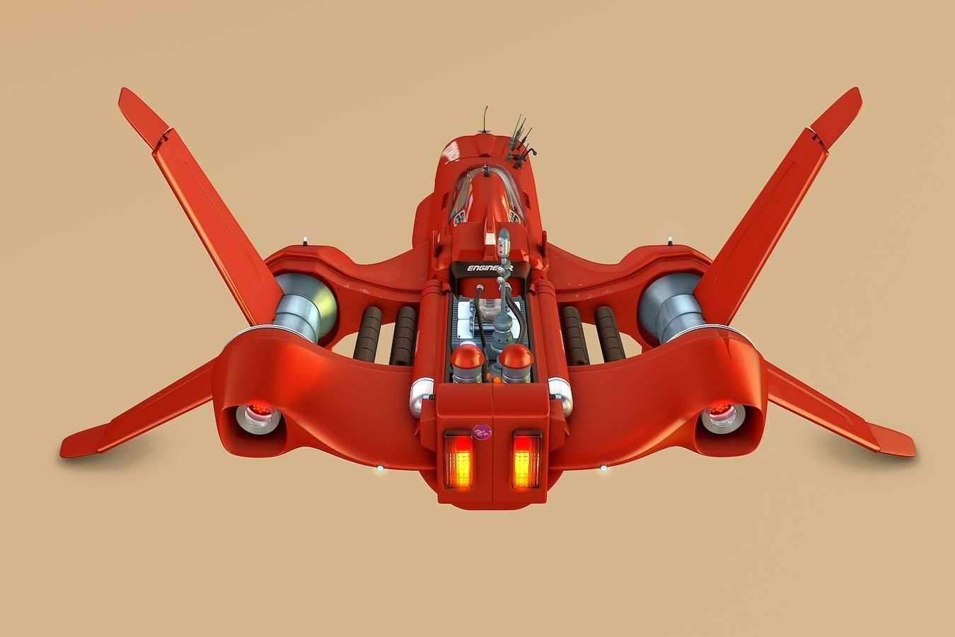 Shark Rider 3 with XPresso Wings 3D model_5