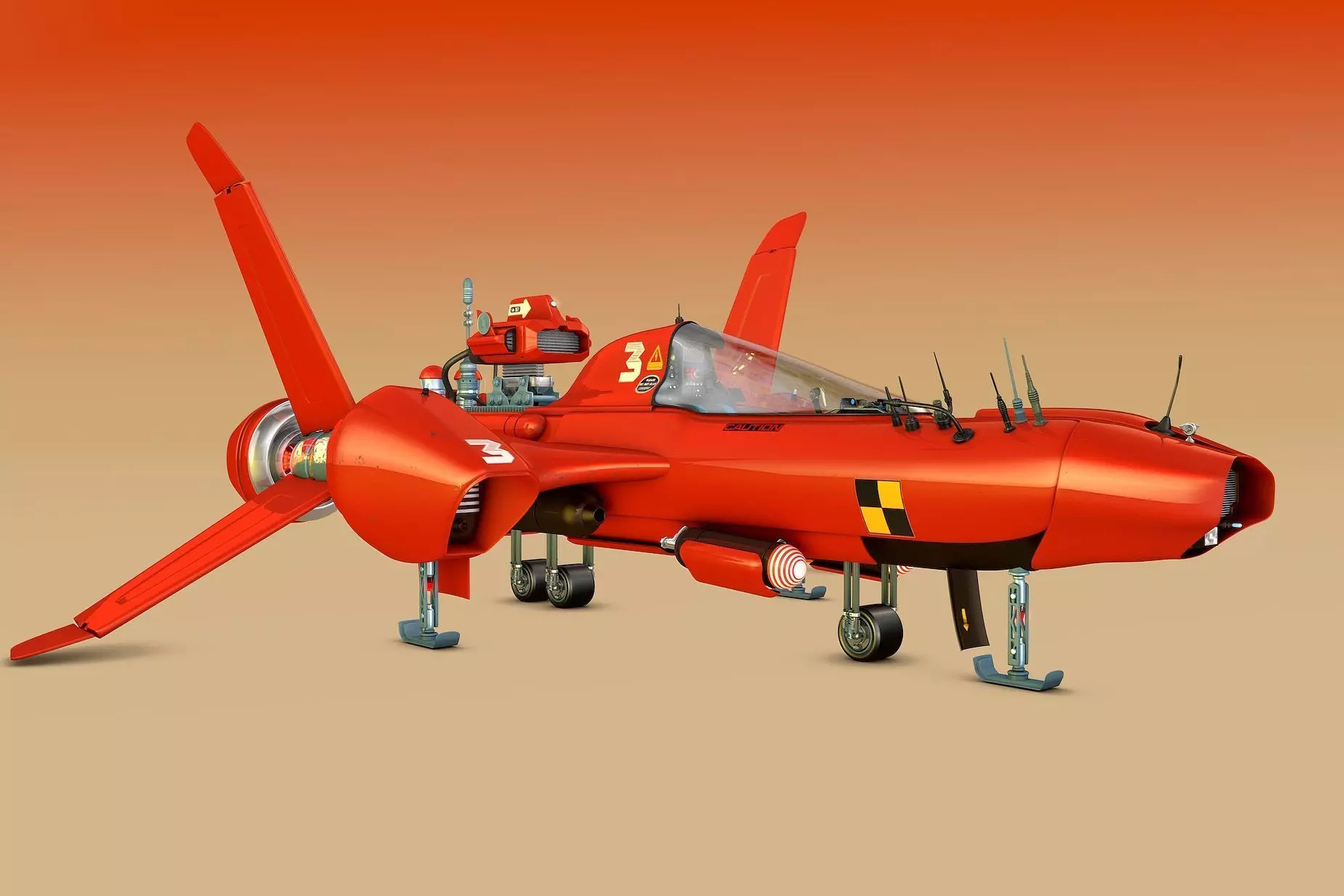 Shark Rider 3 with XPresso Wings 3D model_0