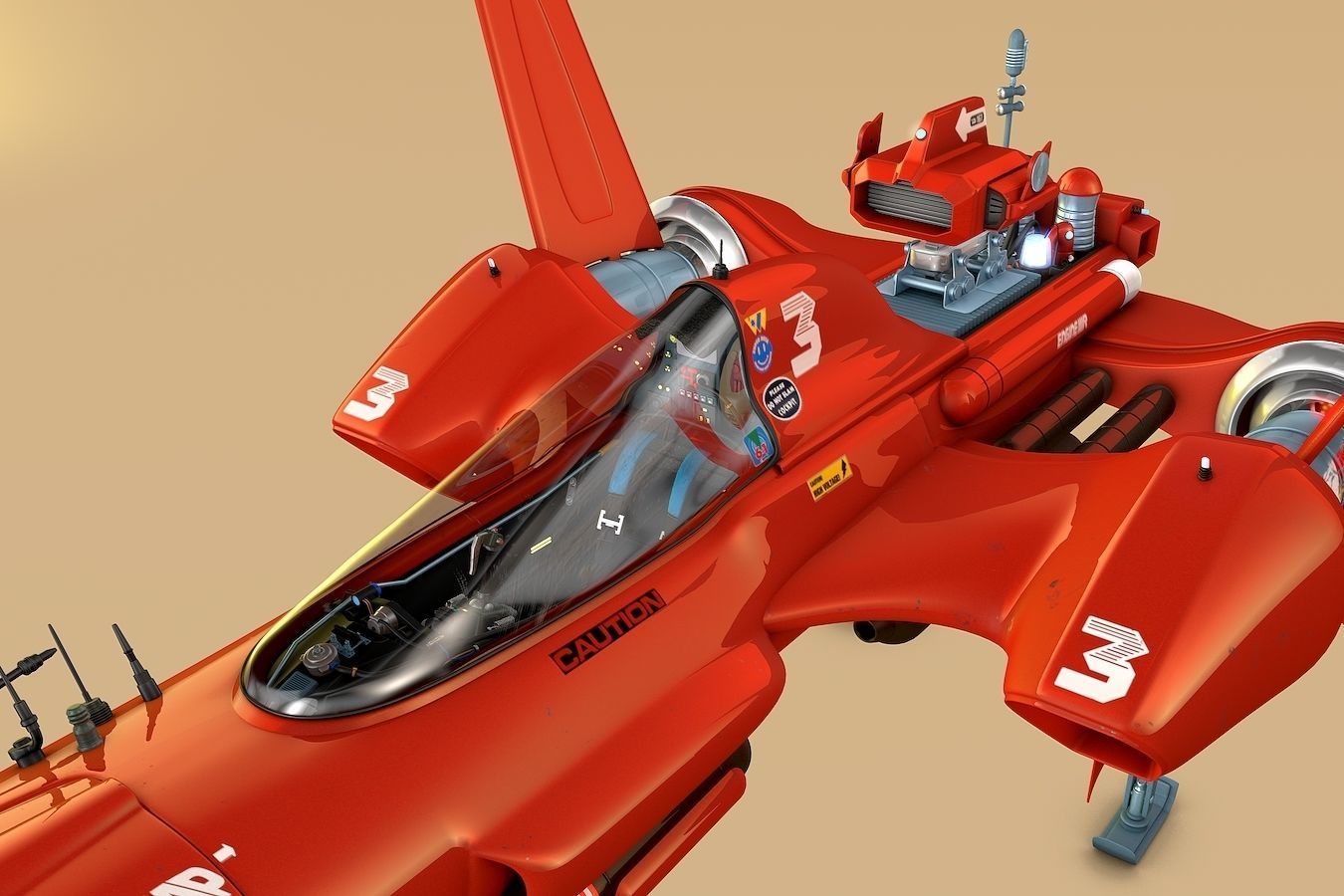 Shark Rider 3 with XPresso Wings 3D model_6