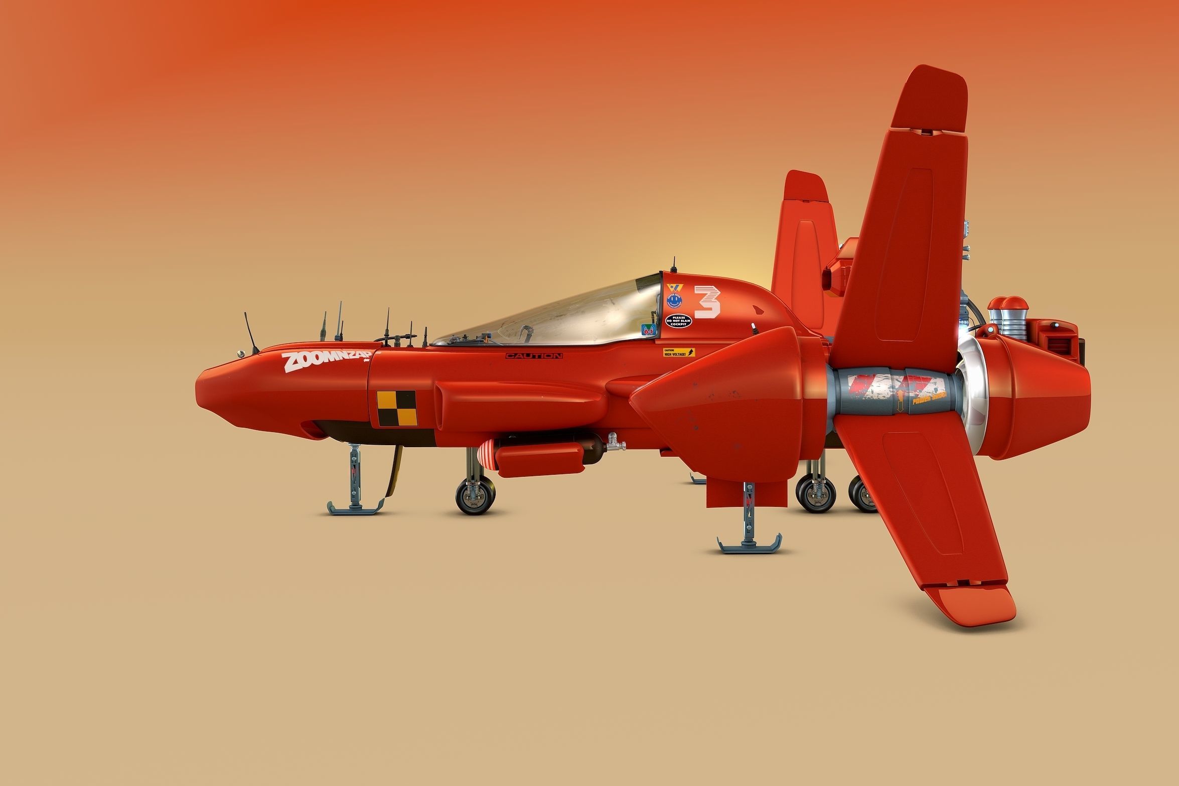 Shark Rider 3 with XPresso Wings 3D model_3