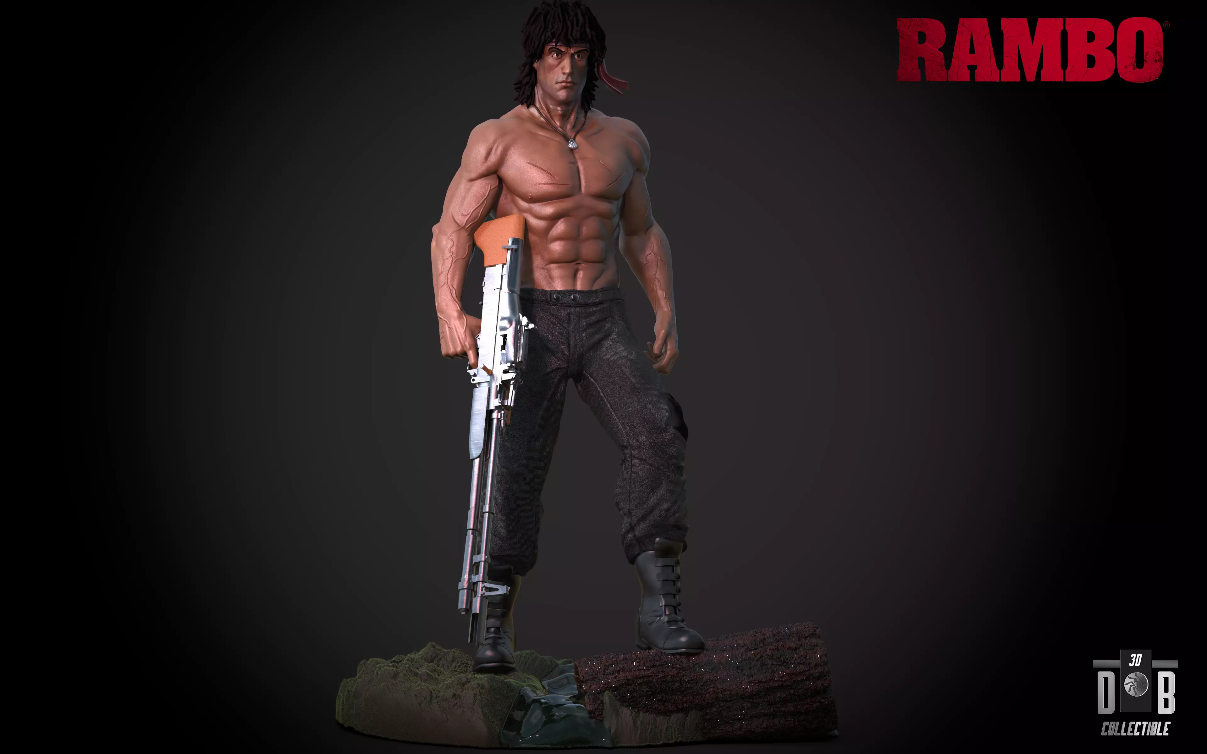 Rambo statue 3D 3D print model_0