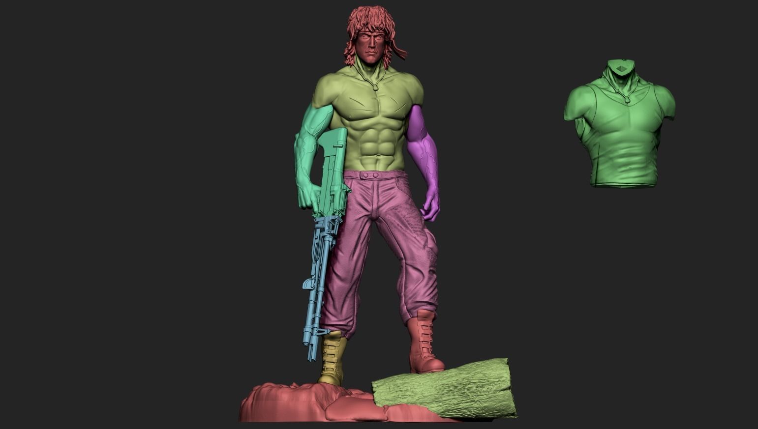 Rambo statue 3D 3D print model_1