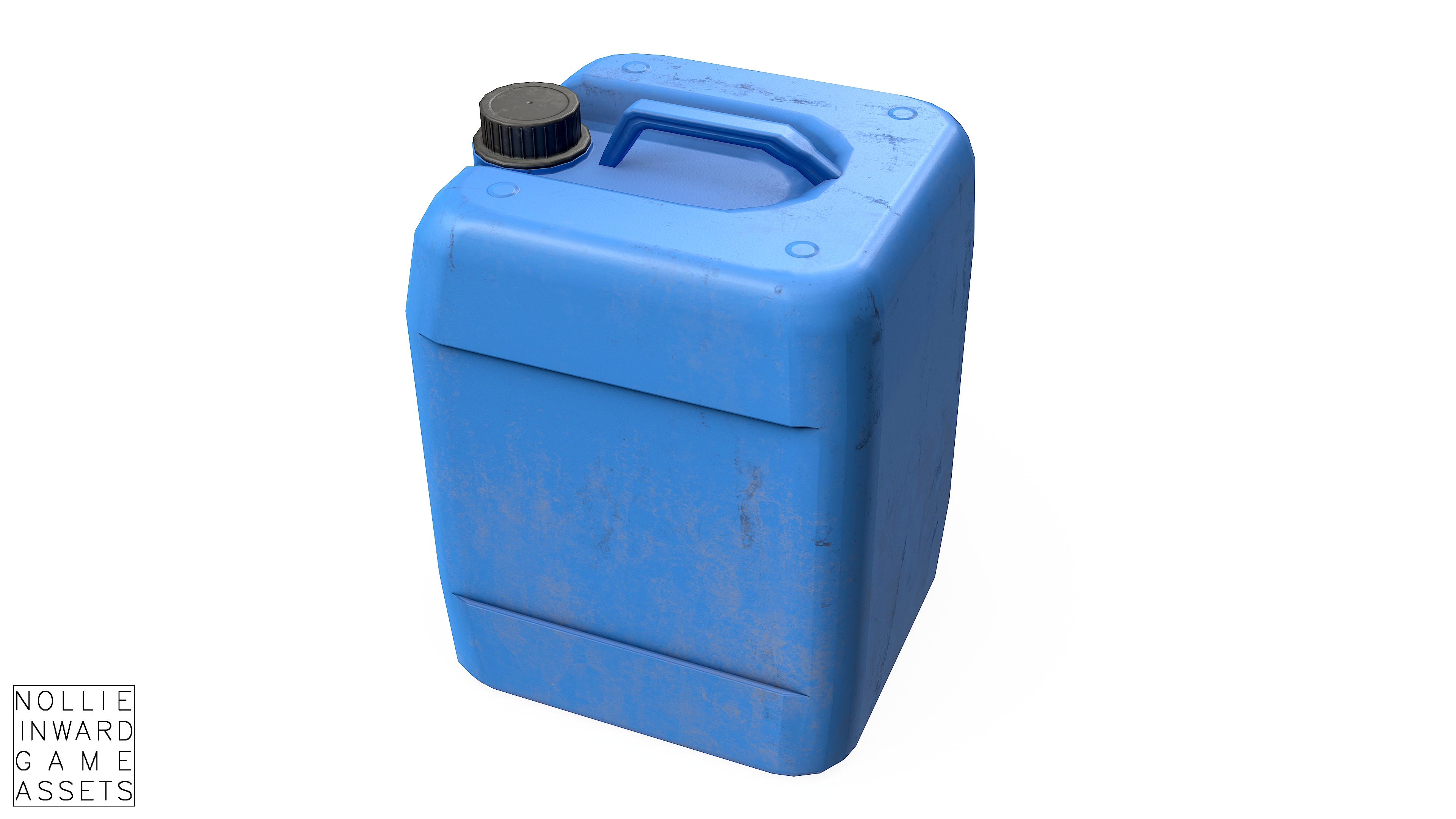 Canister Blue Clean and Dirty Low-poly 3D model_10