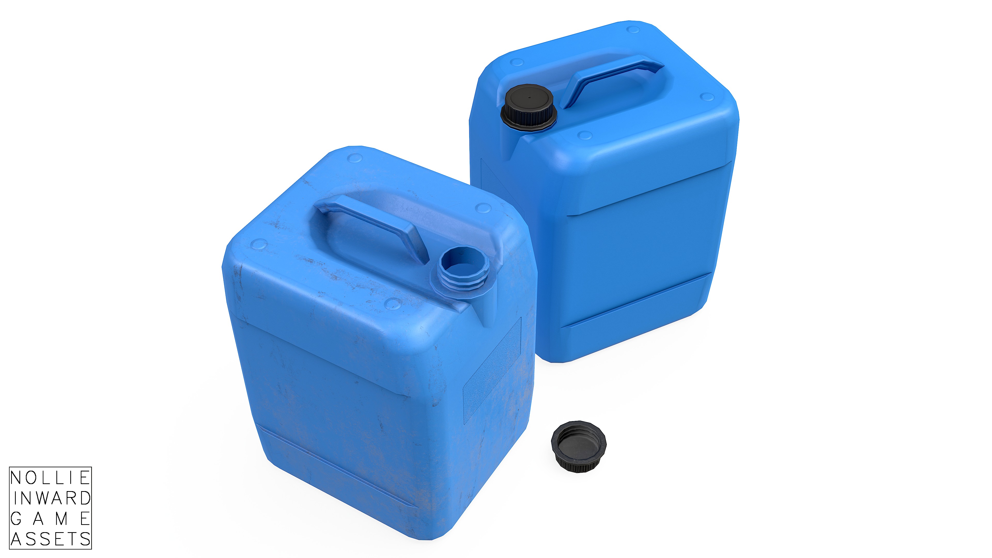 Canister Blue Clean and Dirty Low-poly 3D model_6