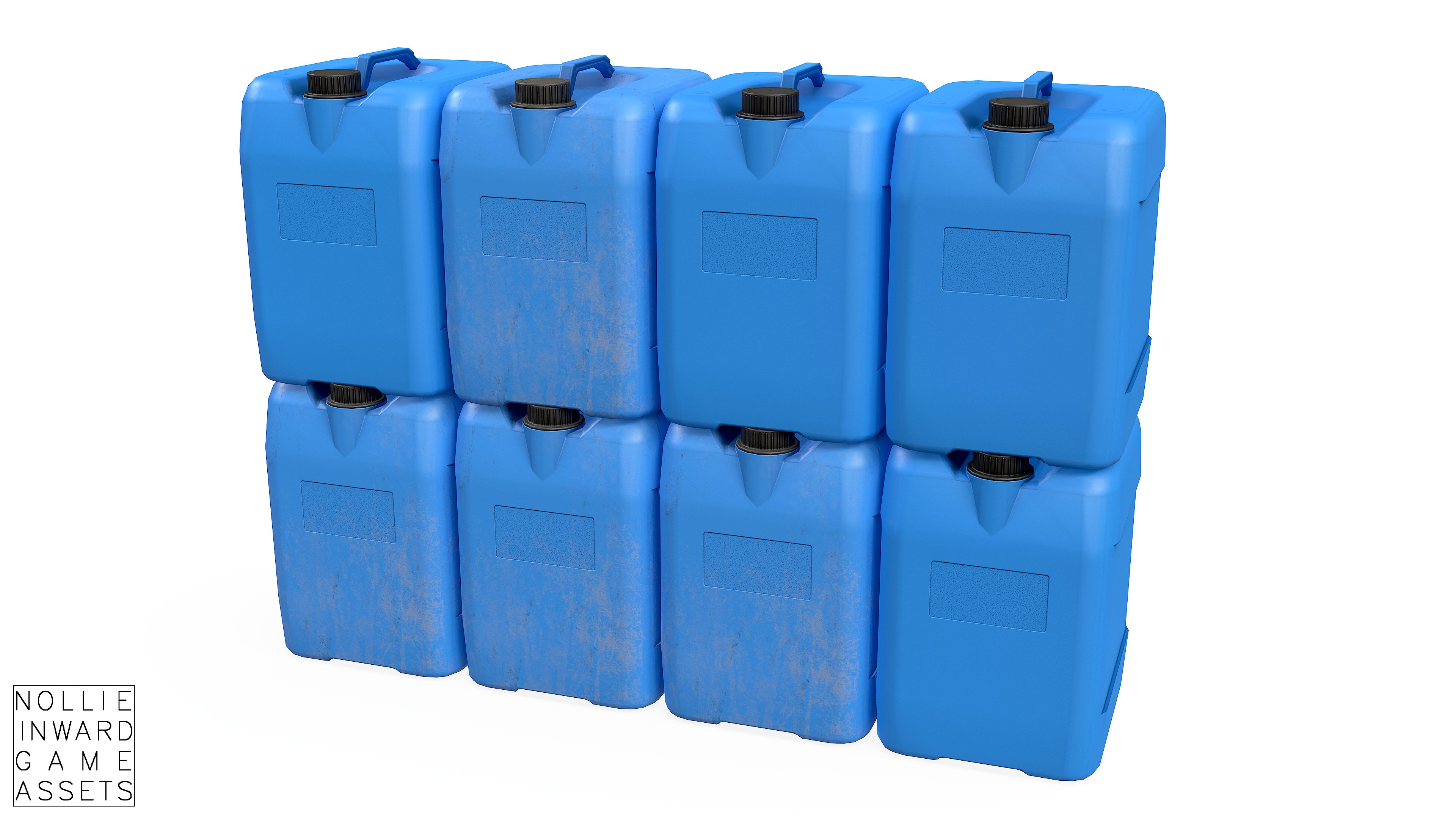 Canister Blue Clean and Dirty Low-poly 3D model_2