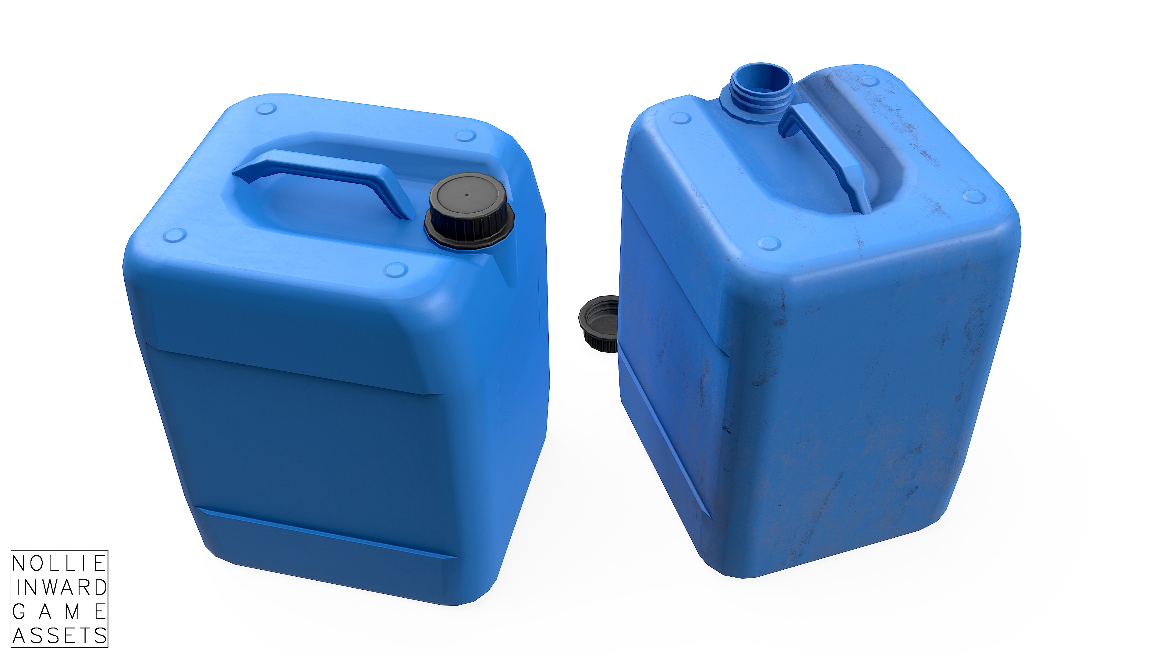 Canister Blue Clean and Dirty Low-poly 3D model_7