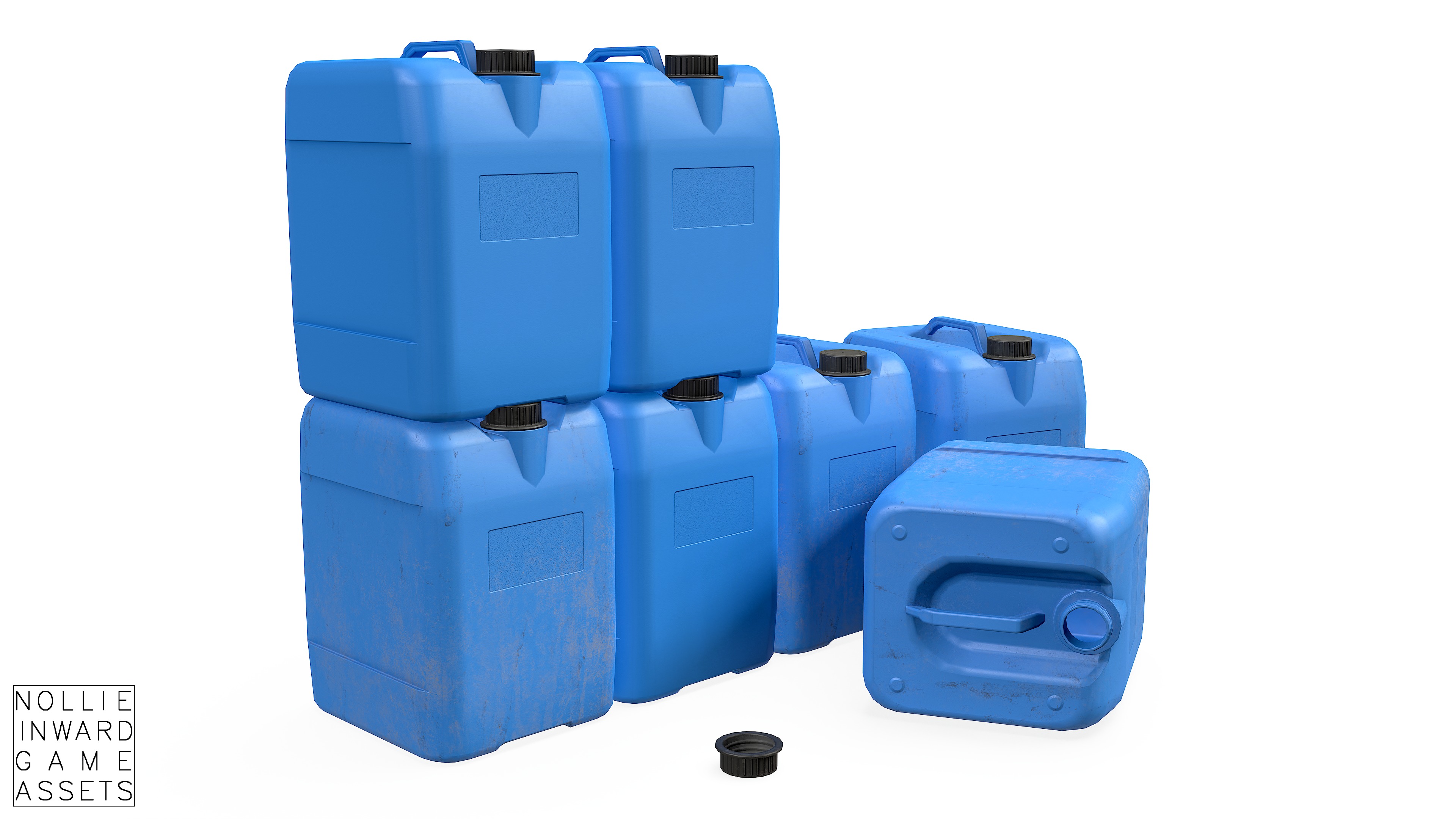 Canister Blue Clean and Dirty Low-poly 3D model_1