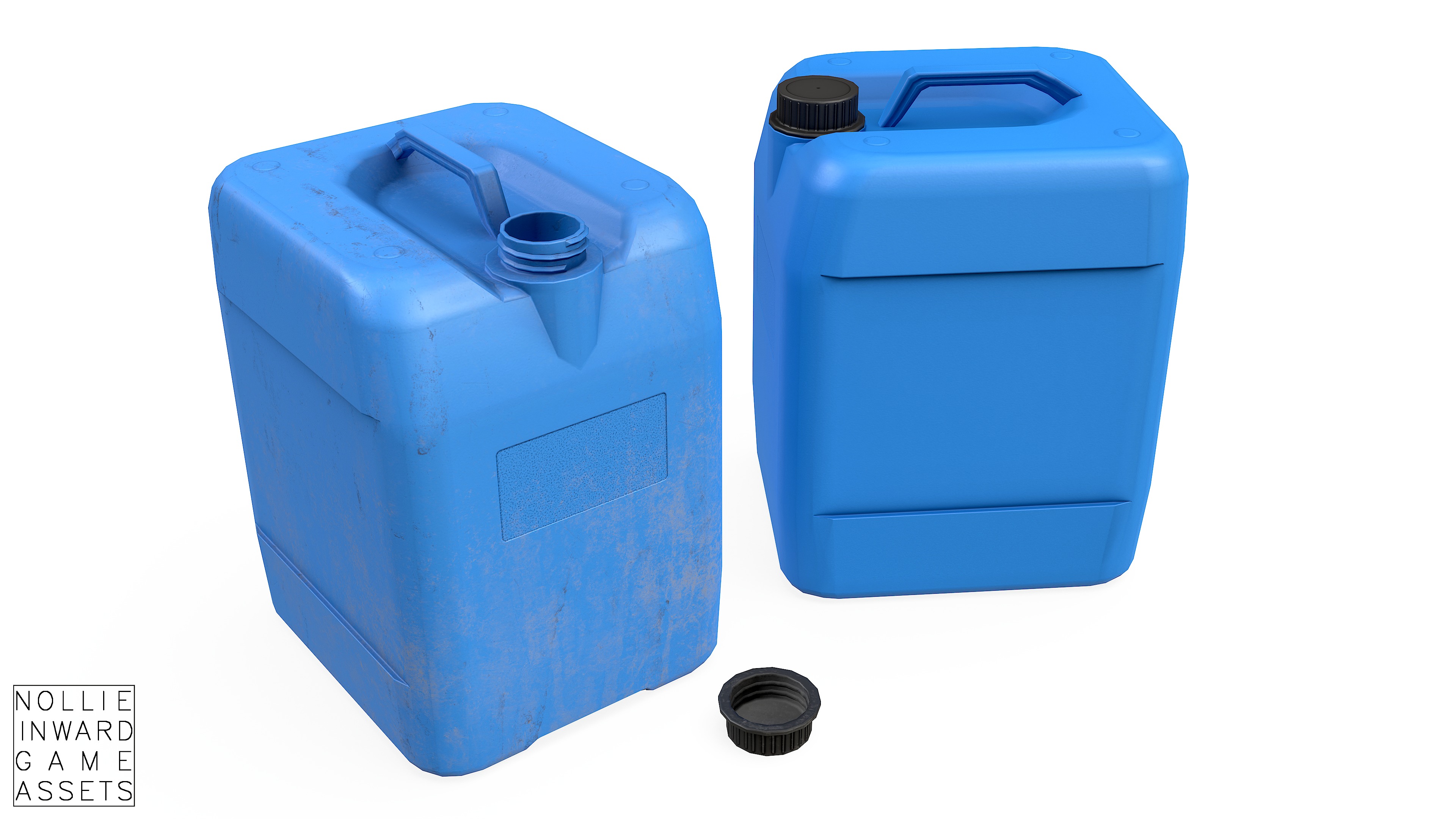 Canister Blue Clean and Dirty Low-poly 3D model_5