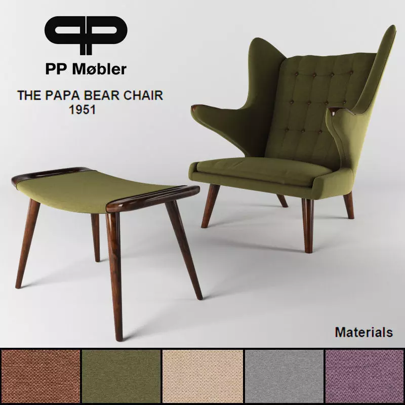 The papa bear chair and ottoman 3D model