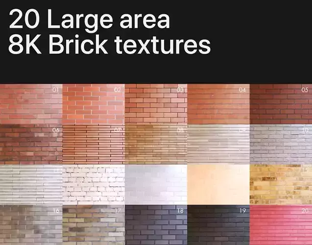 8K Large area brick wall textures pack 3D model