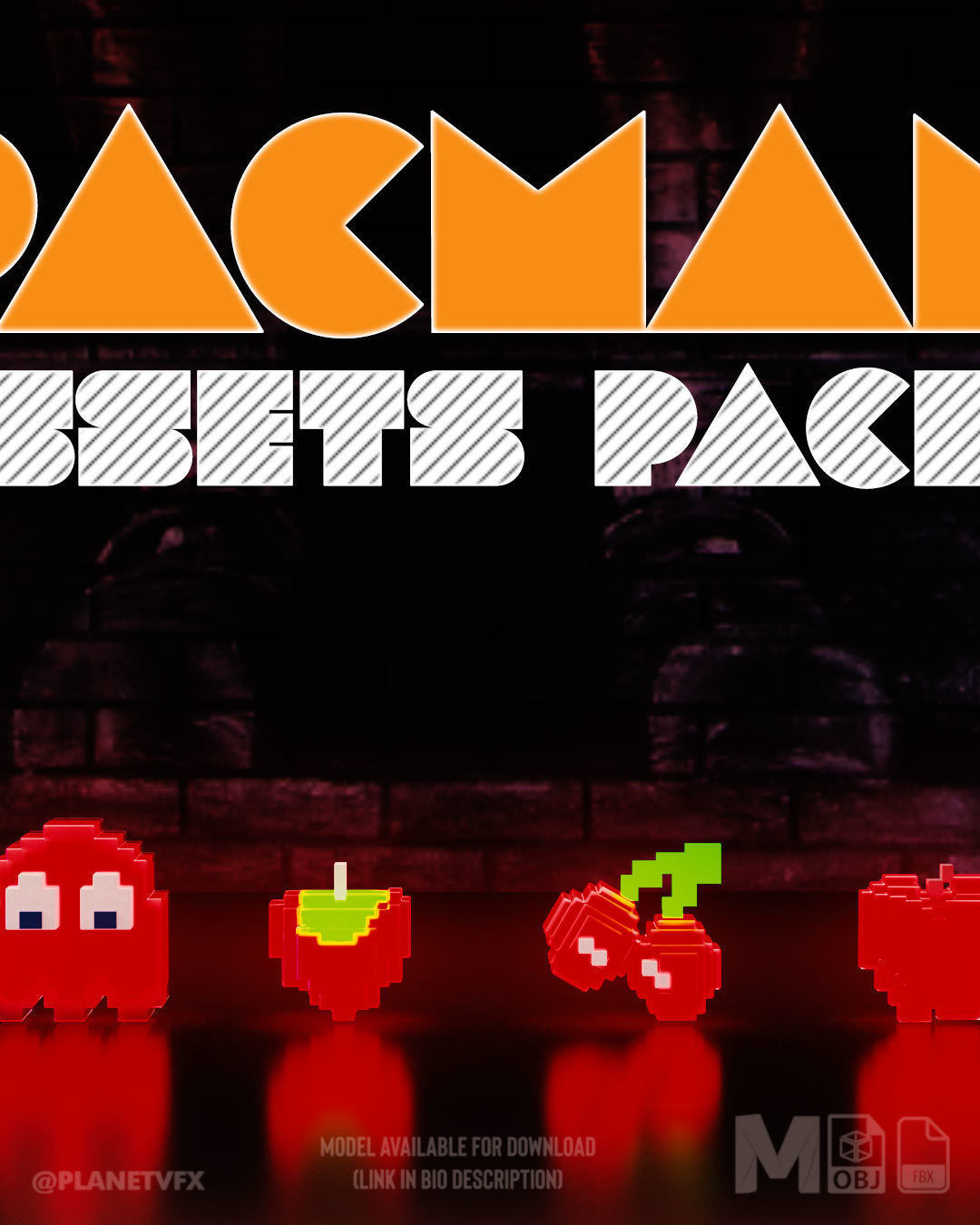 3D model Pac Man Asset pack VR / AR / low-poly | CGTrader