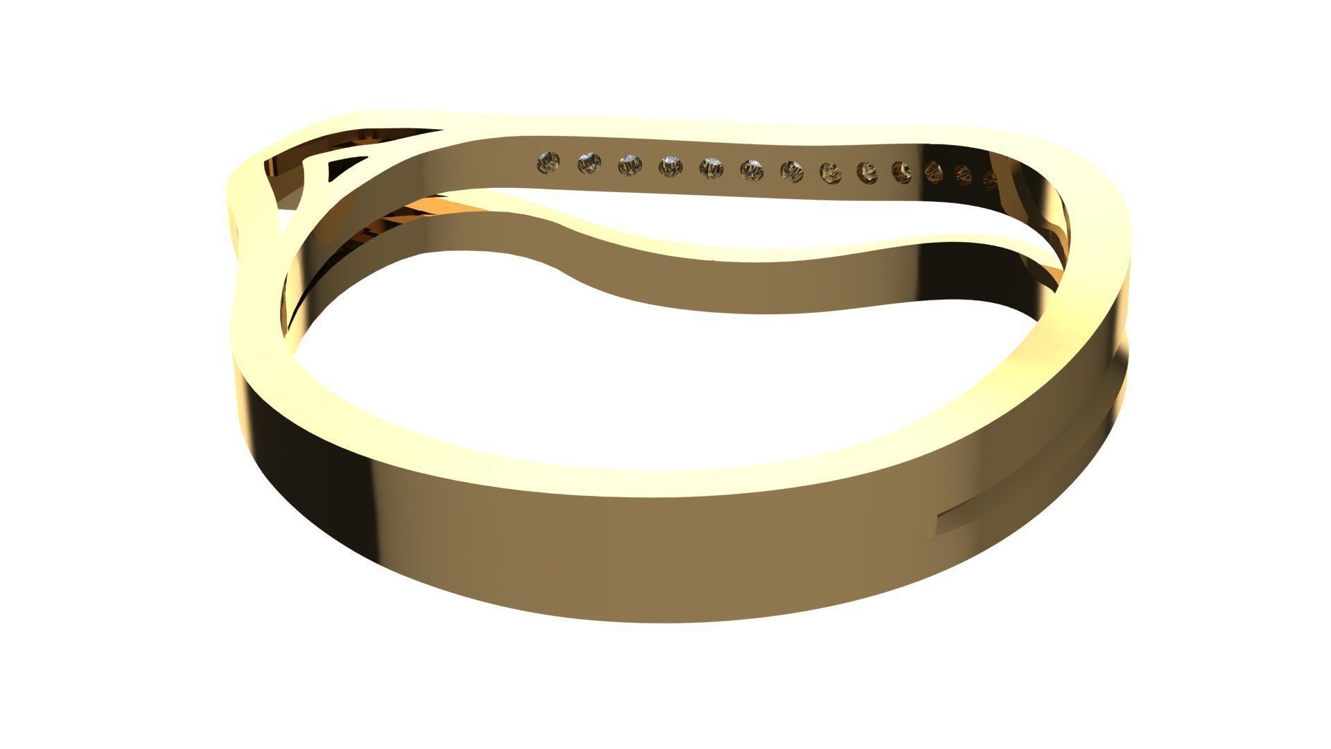 Fashion Gold Diamond Ring 3D print model_11