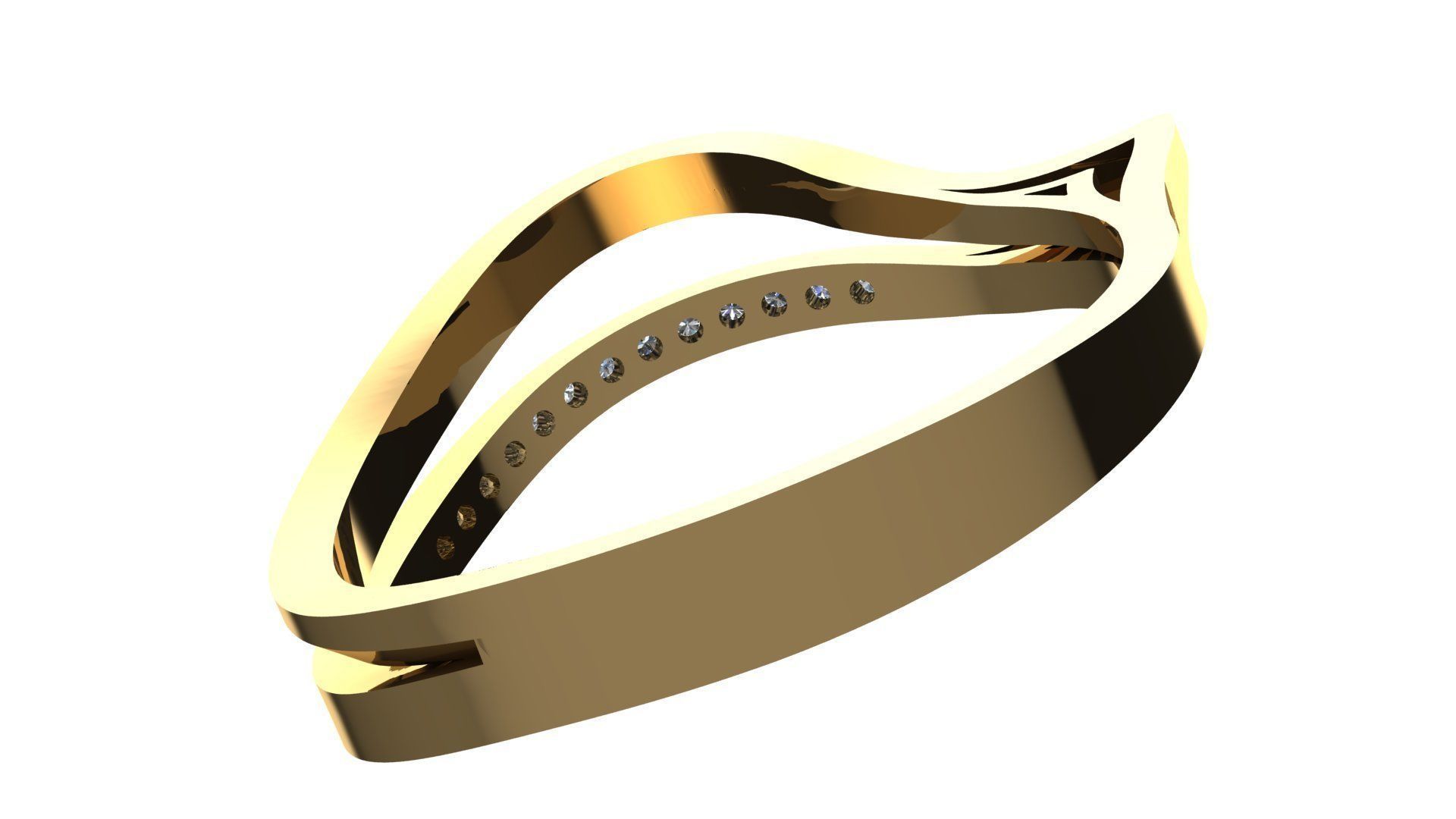 Fashion Gold Diamond Ring 3D print model_10