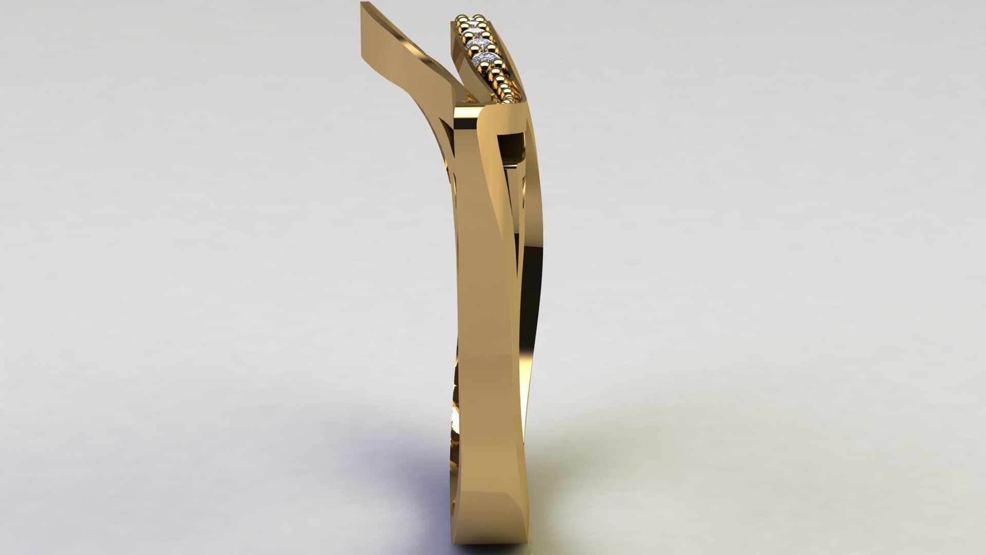 Fashion Gold Diamond Ring 3D print model_7
