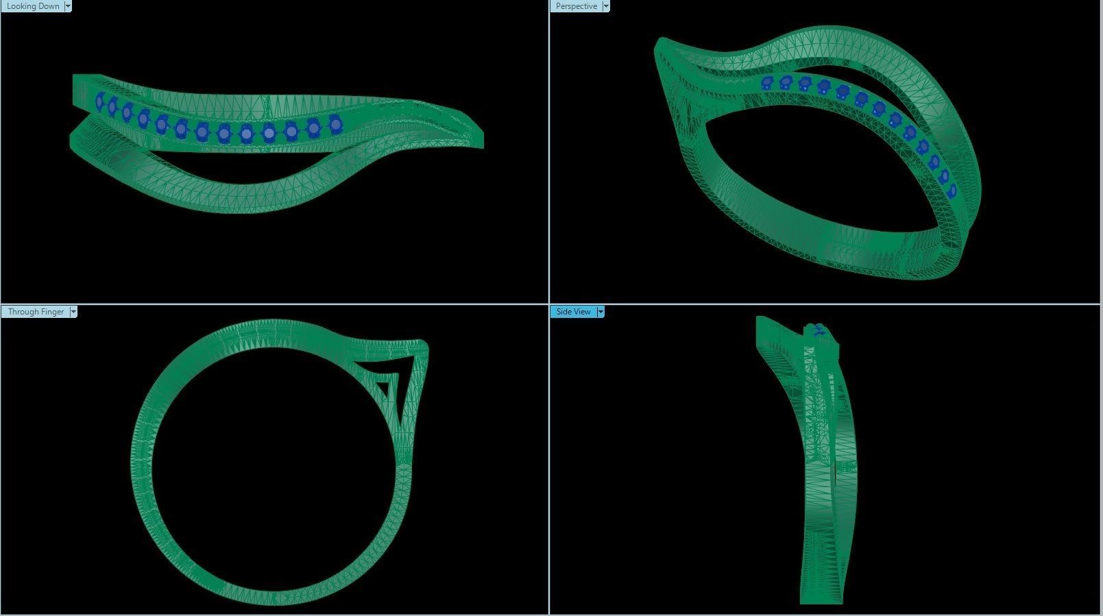 Fashion Gold Diamond Ring 3D print model_1