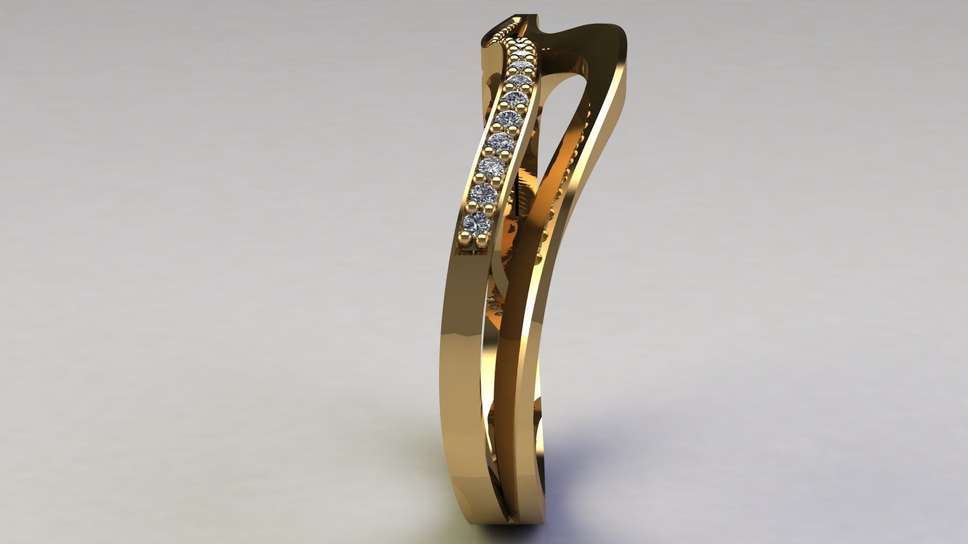 Fashion Gold Diamond Ring 3D print model_6