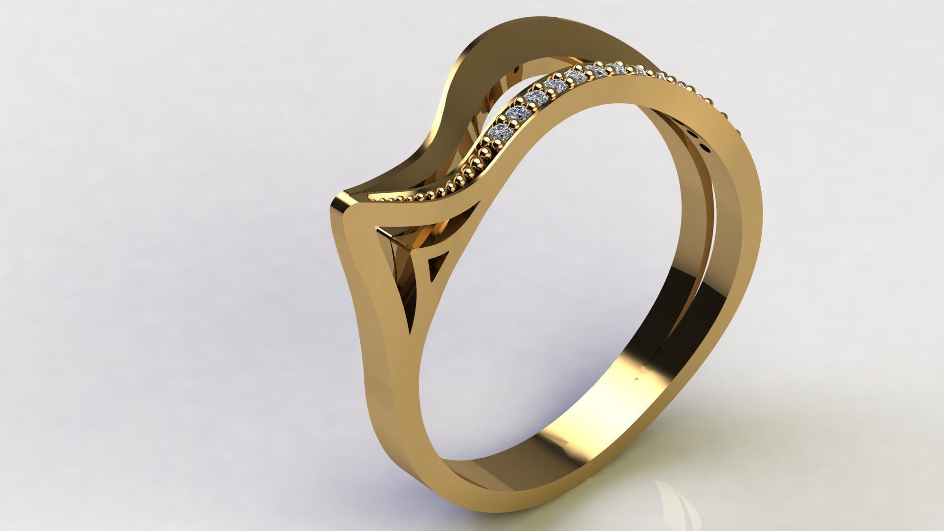 Fashion Gold Diamond Ring 3D print model_3