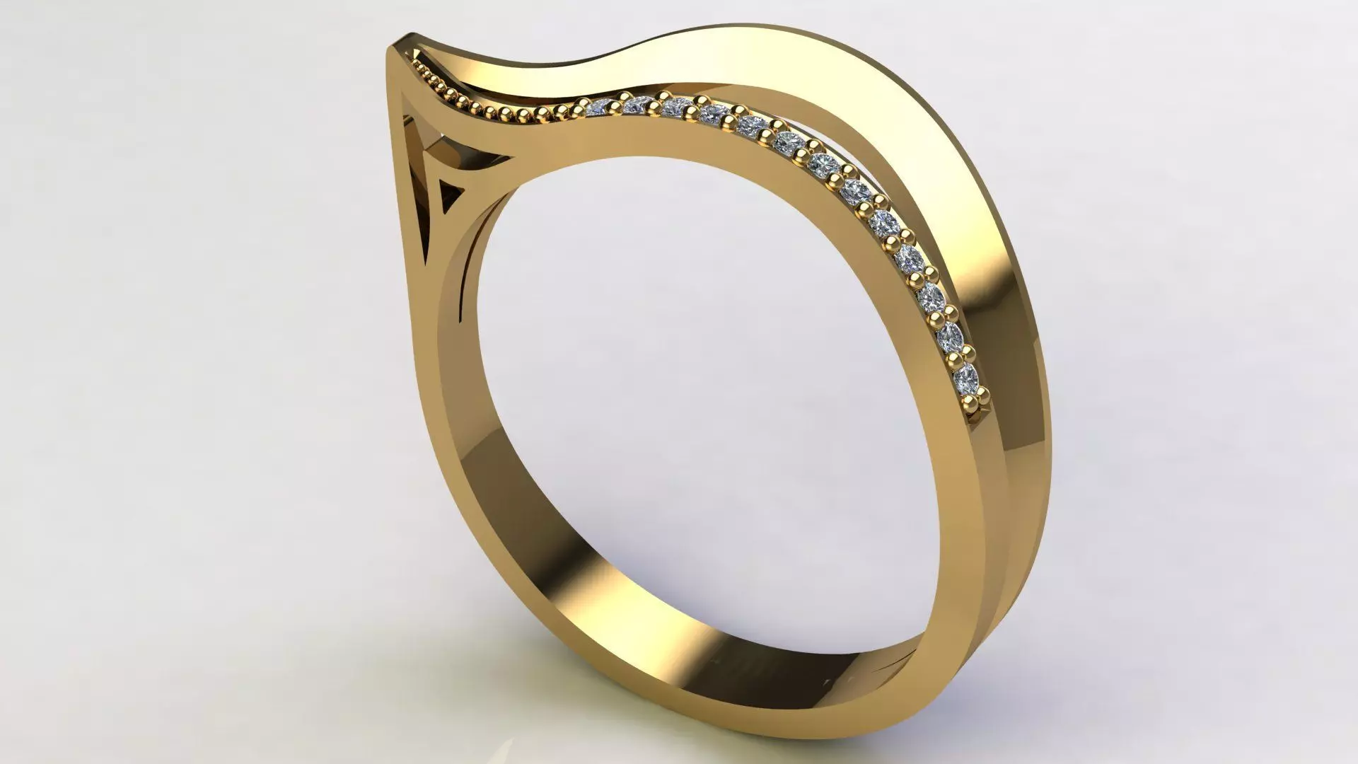 Fashion Gold Diamond Ring 3D print model_0