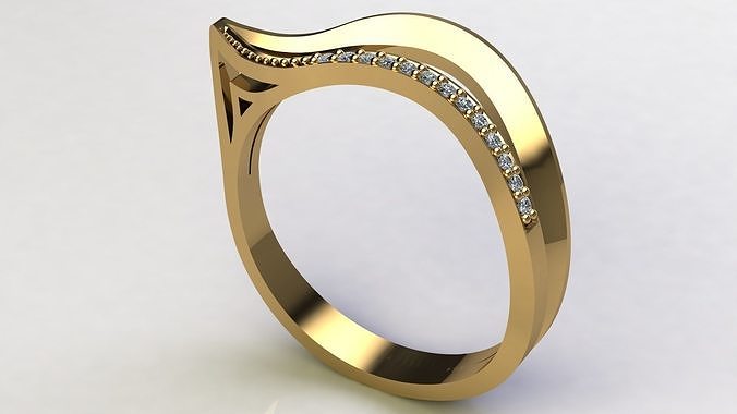 Fashion Gold Diamond Ring 3D print model