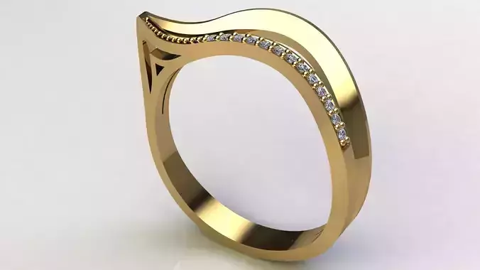 Fashion Gold Diamond Ring 3D print model