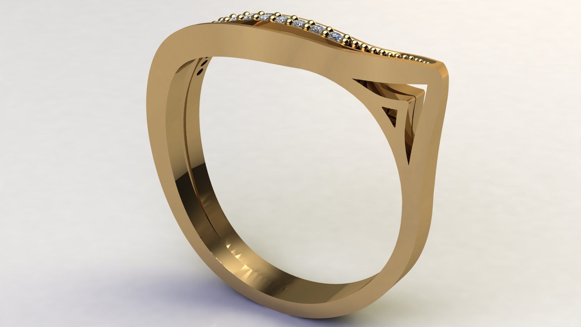 Fashion Gold Diamond Ring 3D print model_4