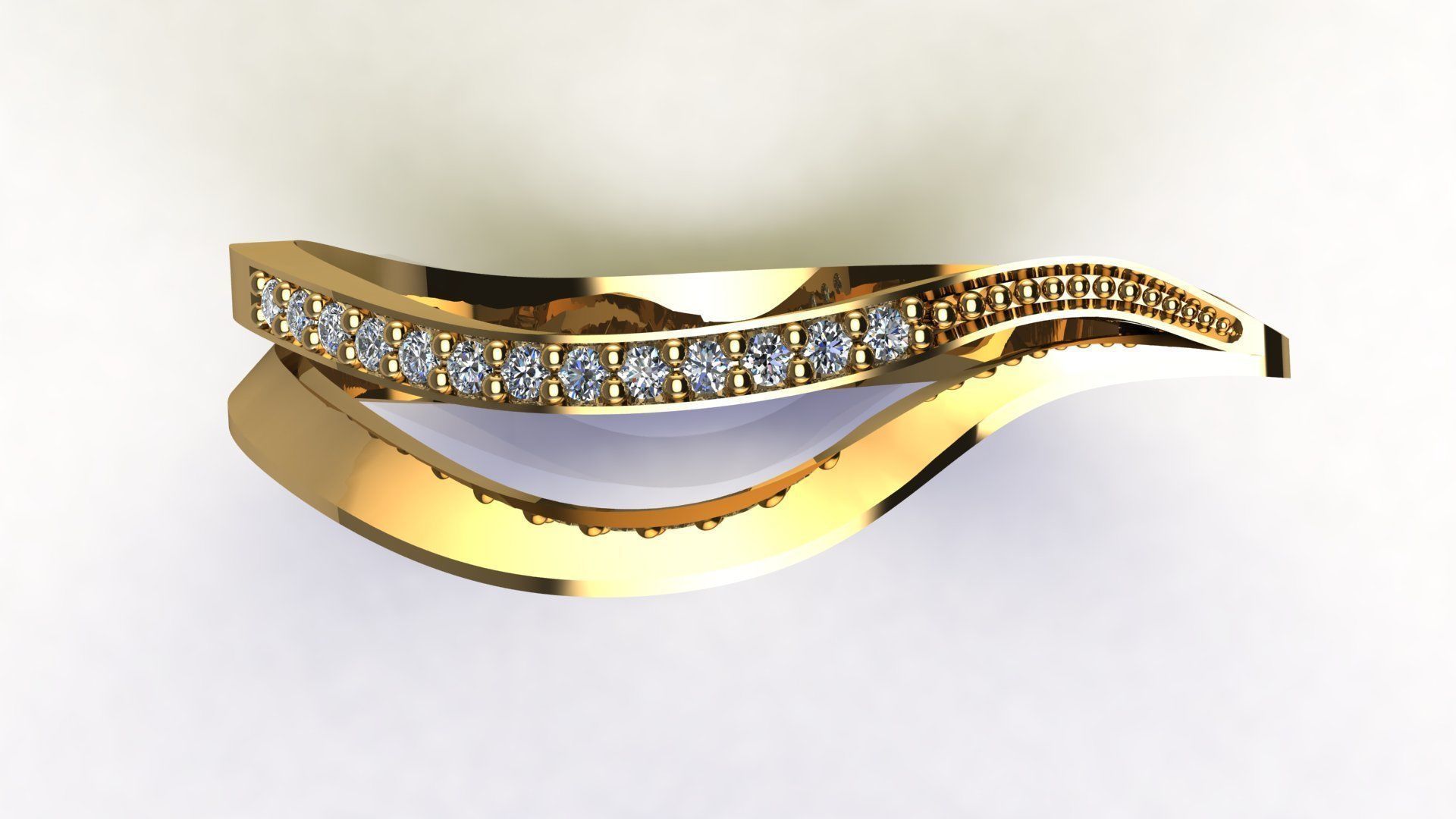 Fashion Gold Diamond Ring 3D print model_5