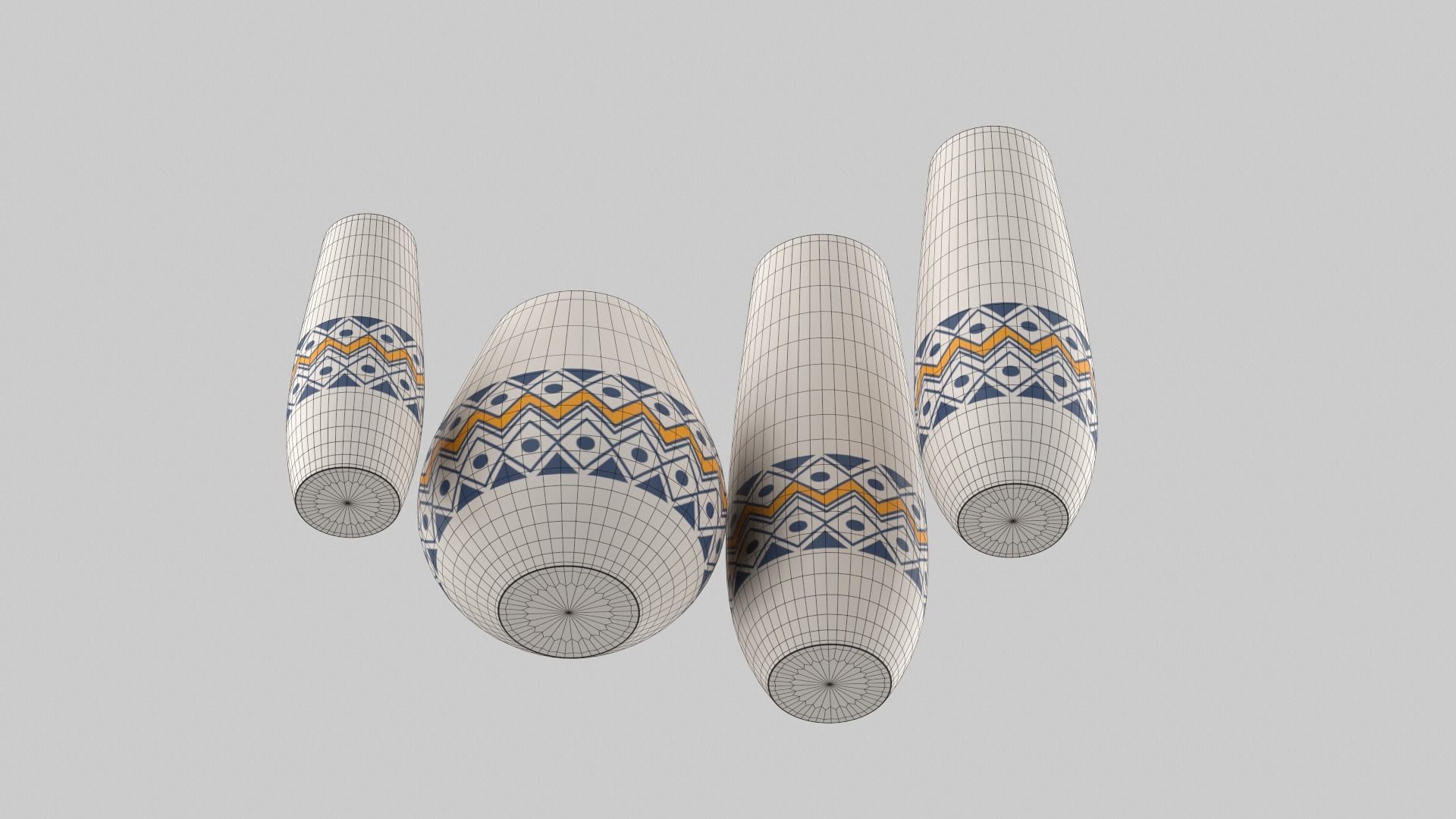 White Vase Set 3D model_10