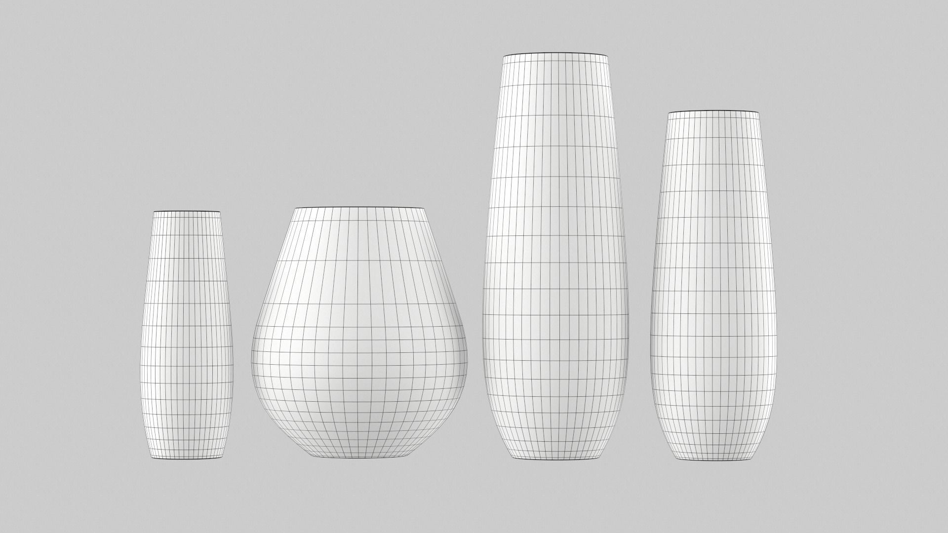 White Vase Set 3D model_14