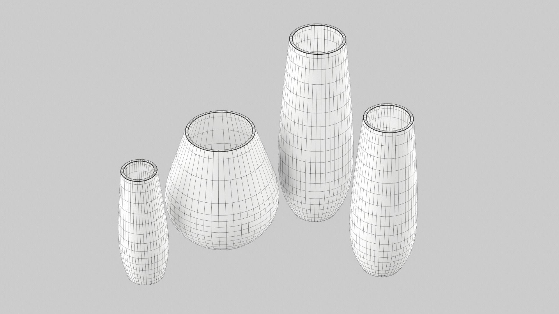 White Vase Set 3D model_5